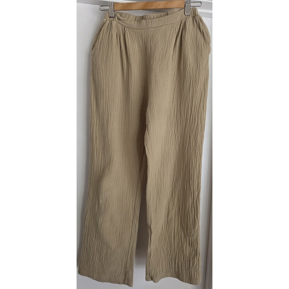 Things Between Women's Cropped Pants Size S Beige Cotton Casual 21in Inseam